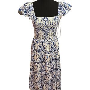 Sugarlips Dress Medium Cottagecore Smocked Tiered Maxi Coastal Vacation Cruise